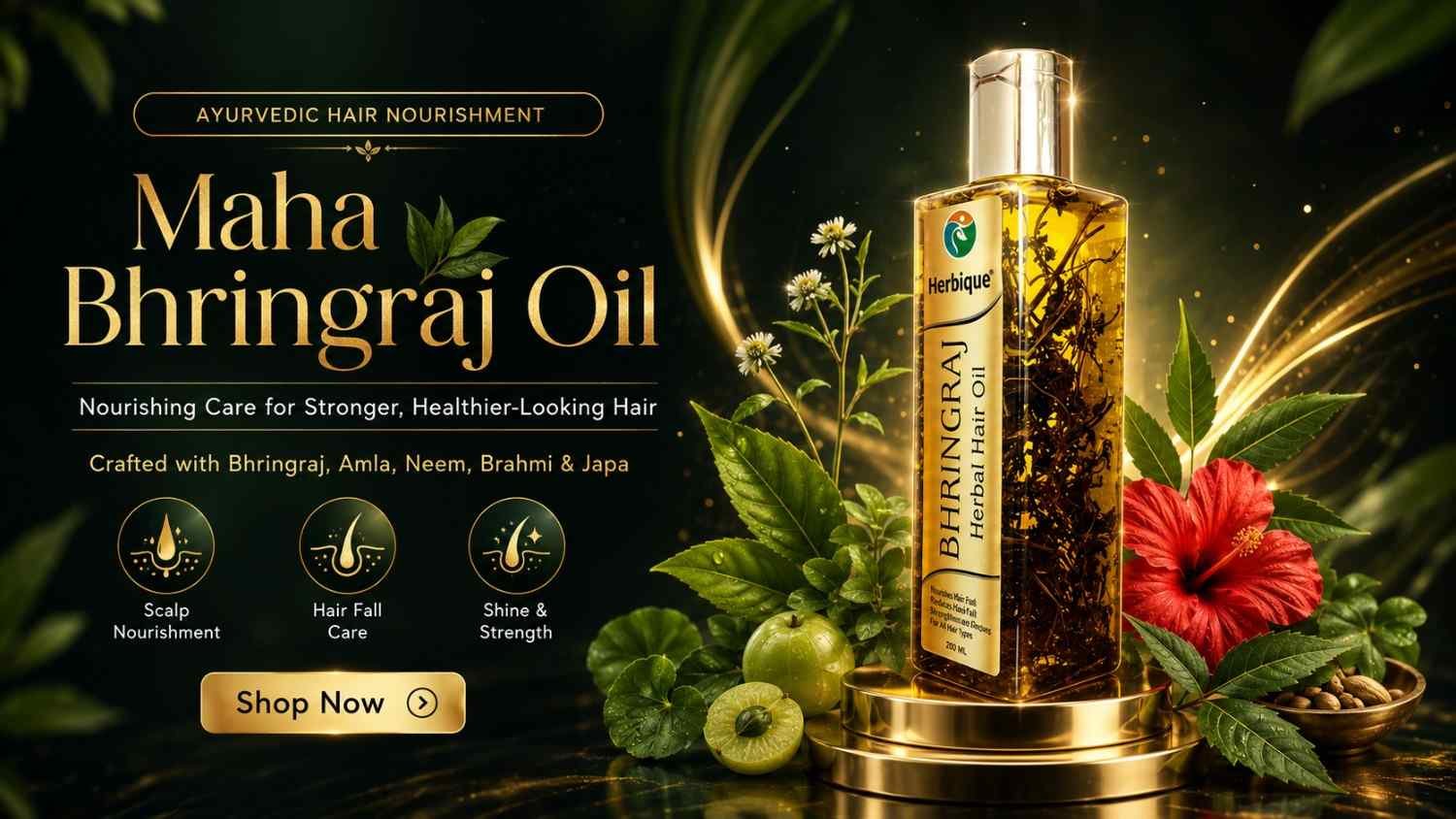 Maha Bhringraj Ayurvedic herbal hair oil for nourishing hair care